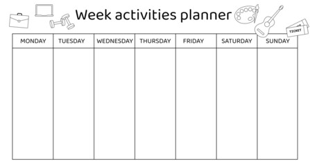 Week activities planner. 