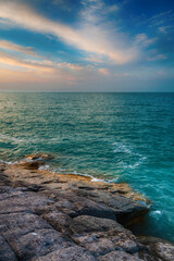 sunset over the Balhash lake