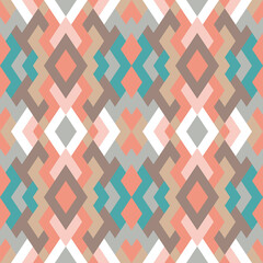 Mosaic seamless texture. Abstract pattern. Vector geometric background of triangles in salmon and brown colors