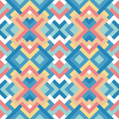 Mosaic seamless texture. Abstract pattern. Vector geometric background of triangles in blue and yellow colors