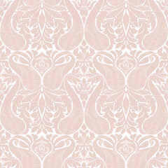 Paisley, traditional damask classical luxury old fashioned floral ornament. Seamless pattern, background. Vector illustration. In soft orange and green colors. Isolated on white background.