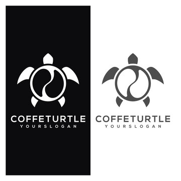 coffee turtle logo design vector