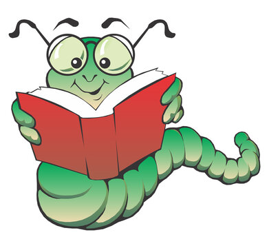 Educated worm reading a book 