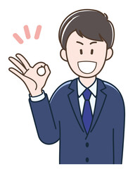OKサインをする若いビジネスマンのイラスト
