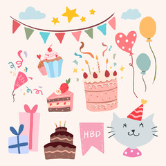 Celebration party sticker vector set