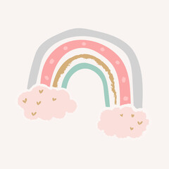 Cute rainbow in doodle style vector