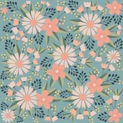 Coral Blossoms Seamless Pattern Design