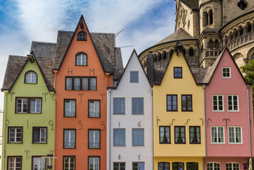 Colorful old houses at the fish market square in Cologne, Germany