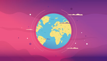 globe planet of earth vector design background