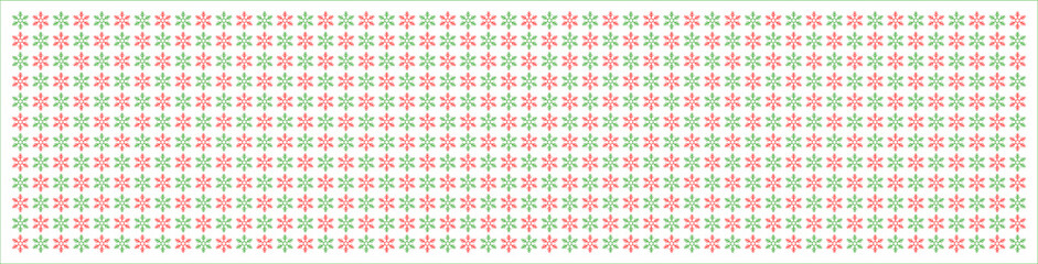 Line pine leaves green and red color on white paper snow Pattern for background copy write postcard Christmas day, greeting card, textile Fabric
