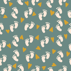 Seamless pattern with colorful footprints. Cute newborn Vector illustration

