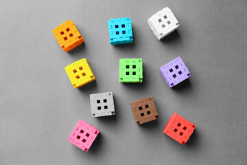 Multicolored cubes on a gray background