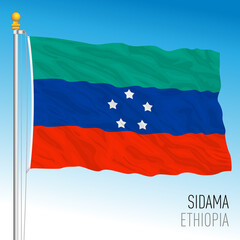 Sidama regional flag, Republic of Ethiopia, vector illustration on the blue sky background