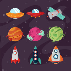 icons cartoon space