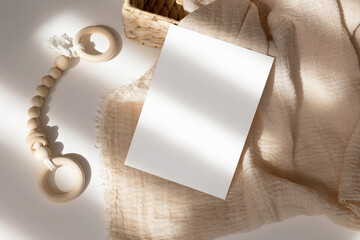 White card 5x7 mockup with baby toys 