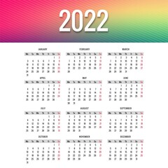 Fototapeta na wymiar .Abstract 2022 new year calendar template design