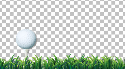 Balle de golf sur le terrain en herbe sur fond transparent
