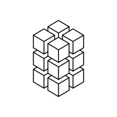 Geometric isometric cubes. The idea of a cube. Design concept of object elements. Vector flat illustration isolated.