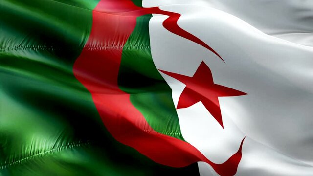 Algeria flag. 3d Algerian flag waving video. Sign of Algeria seamless loop animation. Algerian flag HD resolution Background. Algeria flag Closeup 1080p HD video for Independence Day,Victory day
