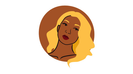Flat illustration of a black woman with blond hair.