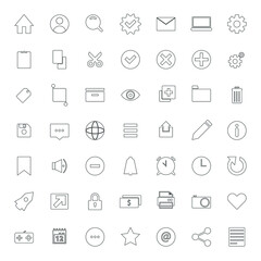 Set of basic line icons collection. Suitable for website and mobile app