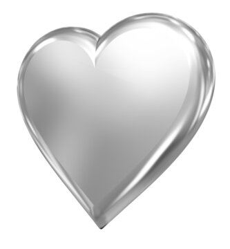 Heart shape - silver metal glossy sign symbol icon - 3d