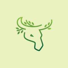 Bull Head With Leaf Logo