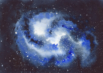 Watercolor open space, spiral, cosmic galaxy, outer space