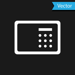 White Safe icon isolated on black background. The door safe a bank vault with a combination lock. Reliable Data Protection. Vector