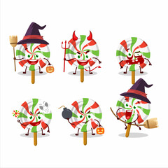 Halloween expression emoticons with cartoon character of twirl candy