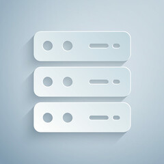 Obraz premium Paper cut Server, Data, Web Hosting icon isolated on grey background. Paper art style. Vector