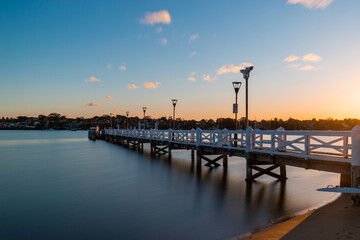 Fototapeta premium Beautiful jetty along Parramatta River at sunrise time.