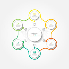 Presentation business abstract background infographic template circle colorful with 6 step
