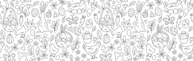 Funny Happy Easter seamless pattern background greeting card