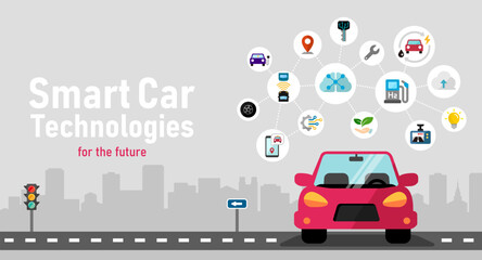 Smart car concept vector banner illustration