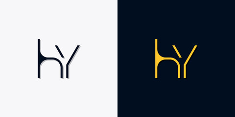 Minimalist abstract initial letters HY logo