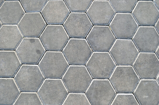 Pattern of Hexagonal Concrete Paving Stones 