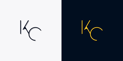 Minimalist abstract initial letters KC logo