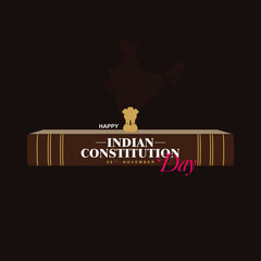 Creative Template Design for Indian Constitution Day, 26 November. Editable Illustration of Indian Map.