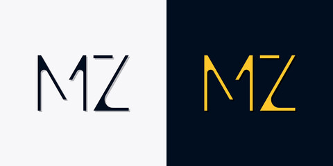 Minimalist abstract initial letters MZ logo