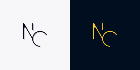 Minimalist abstract initial letters NC logo - obrazy, fototapety, plakaty