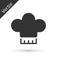 Grey Chef hat icon isolated on white background. Cooking symbol. Cooks hat. Vector