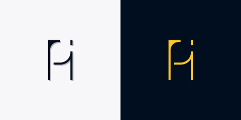 Minimalist abstract initial letters PI logo - obrazy, fototapety, plakaty