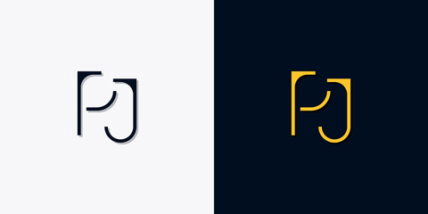 Minimalist abstract initial letters PJ logo