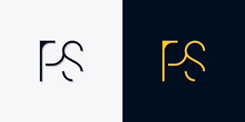Minimalist abstract initial letters PS logo