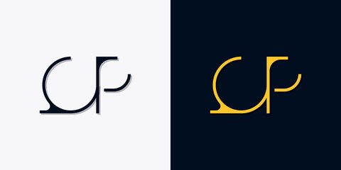 Minimalist abstract initial letters QP logo