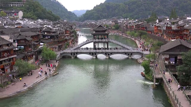 Fenghuang Ancient Town on Tuojiang river. Xiangxi, Hunan, China.