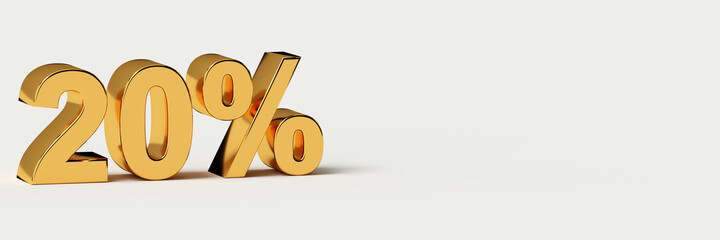 3d golden words 20 percent with blank background