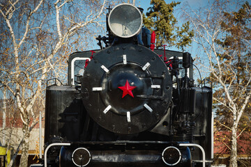 Frontal view of a steam locomotive Tank type N 9 series 9P-337. Railway