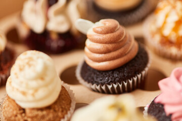 Different decorated small cupcakes for a birthday